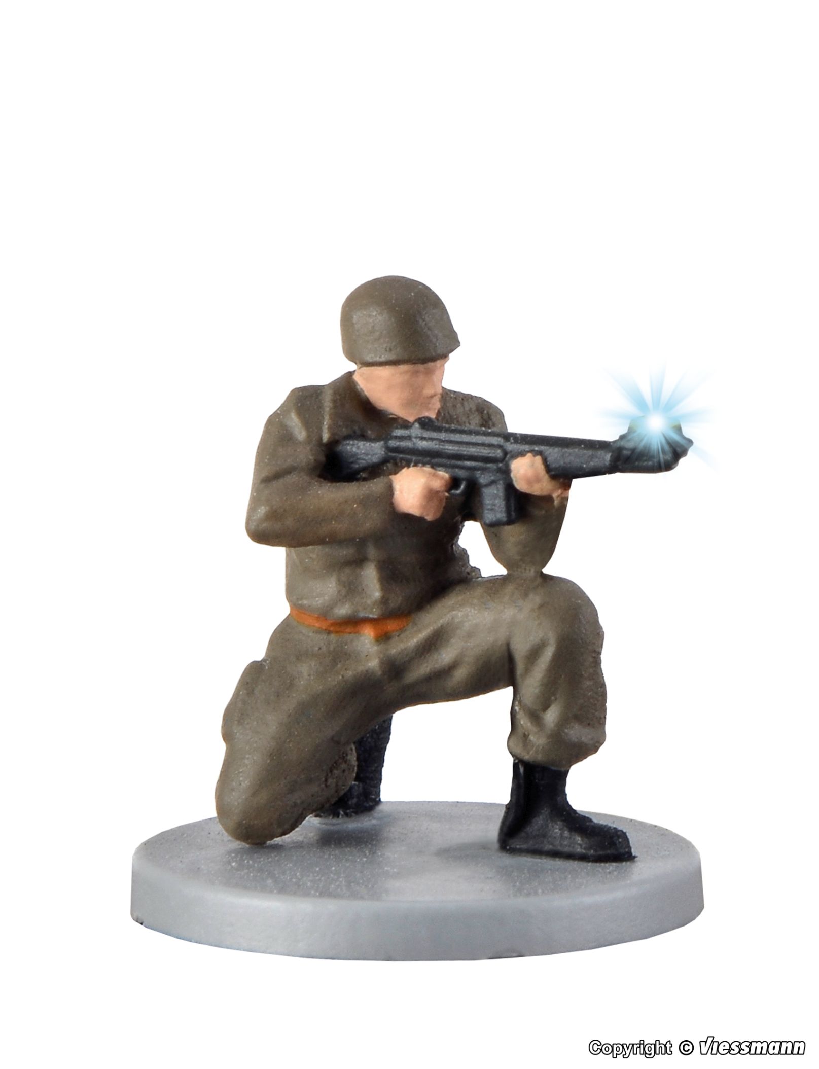 H0-Soldat, kniend mit Mündungsfeuer