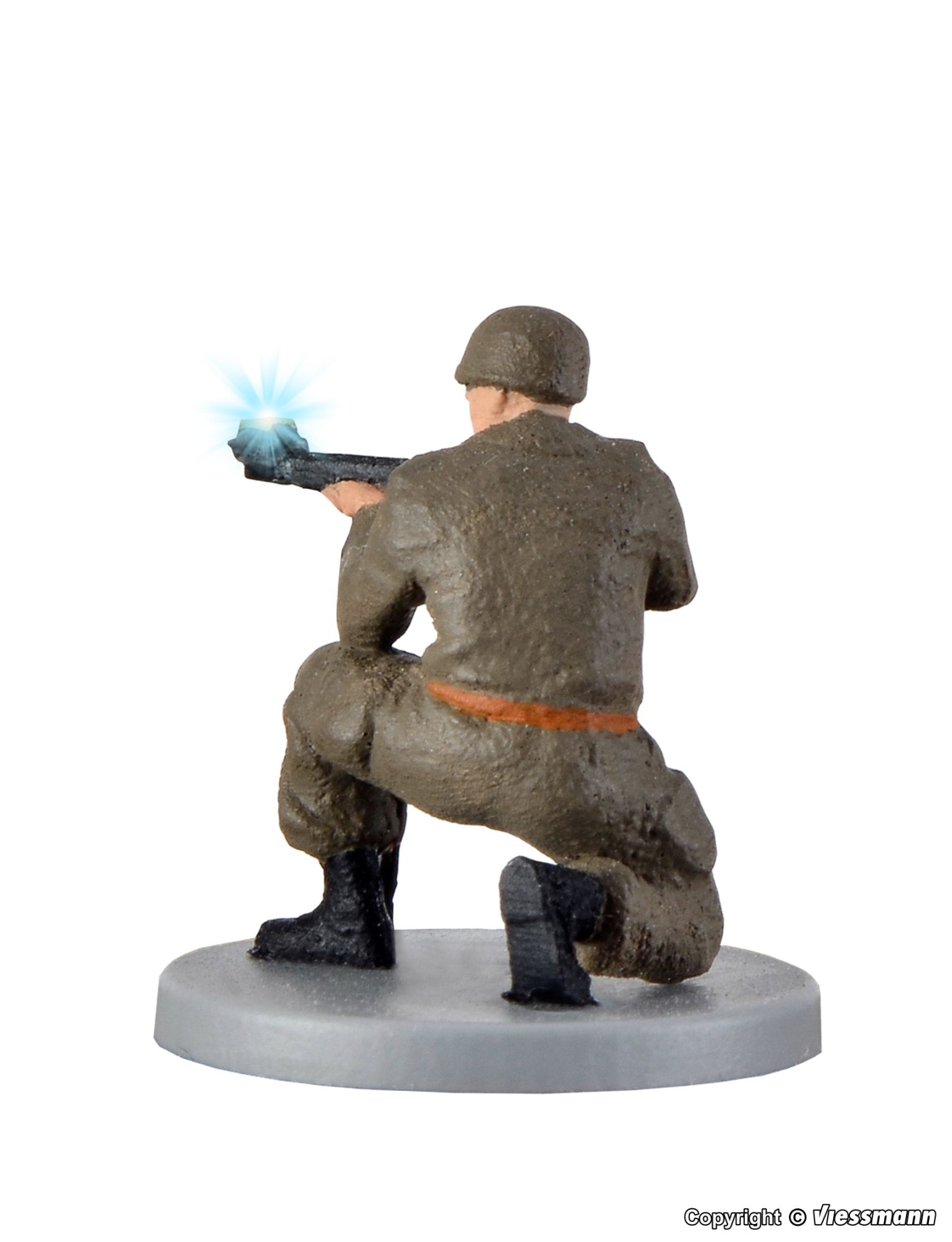 H0-Soldat, kniend mit Mündungsfeuer