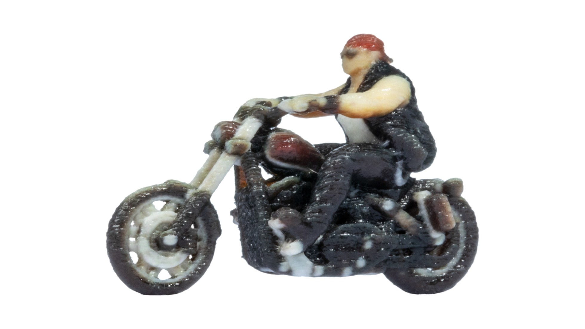Chopper mit Rocker, fahrend