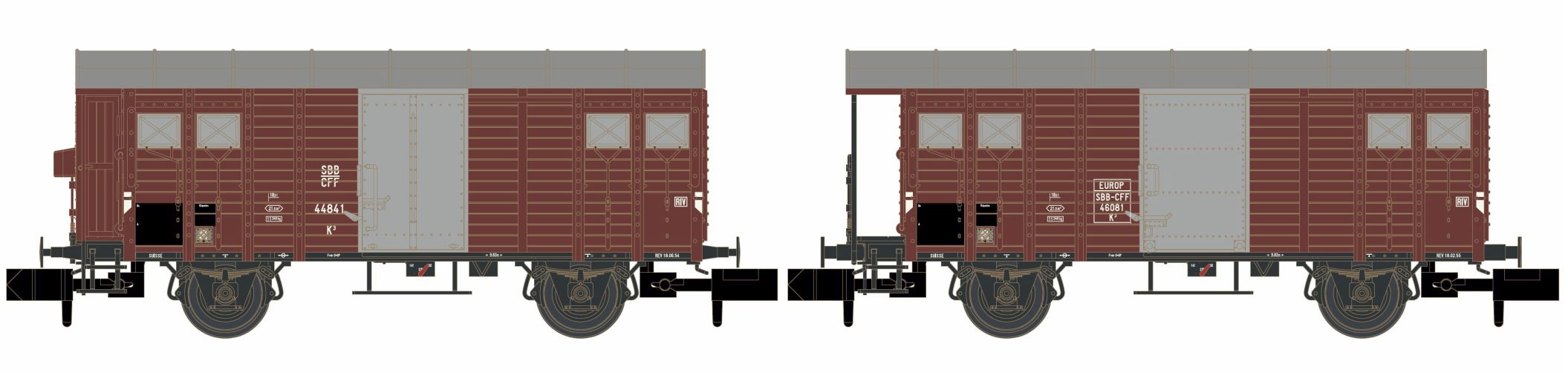 2er Set gedeckte Güterwagen K3 SBB, Ep.3