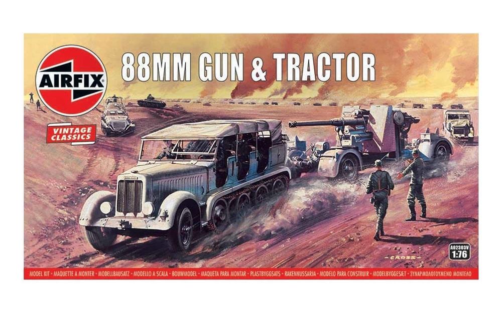 1:76-88mm Flak Gun & Tractor, Vintage