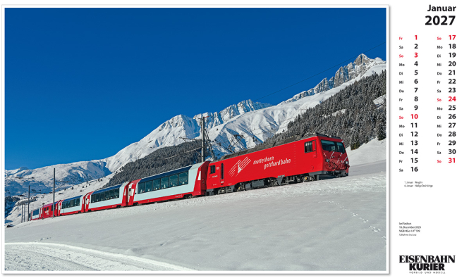 Glacier Express - Kalender 2027