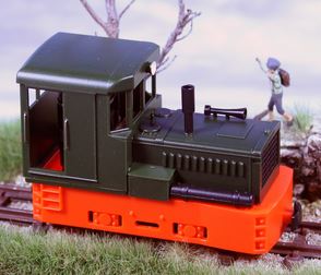 H0e-Plymouth Diesel Lok, rotes Chassis