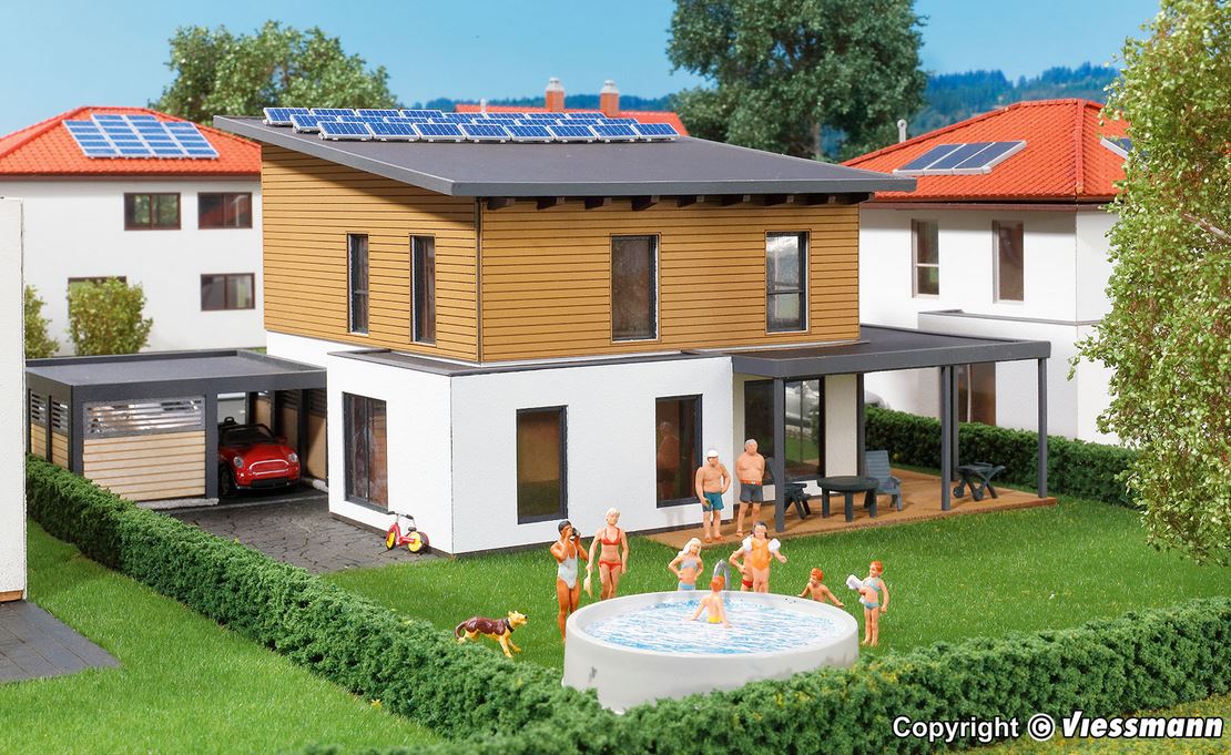 H0-Kubushaus Saskia mit Carport