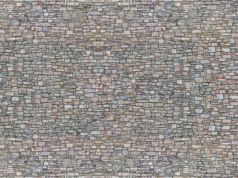 N-3D-Kartonplatte, Bruchsteinmauer, bunt